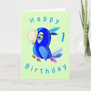 Blue Parrot Funny Birthday Card - individuell anpa Karte