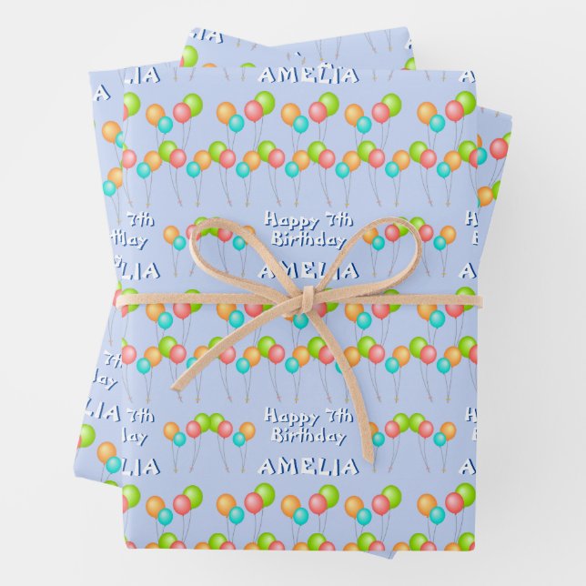 Blue Party Balloons Kid Happy Geburtstag Geschenkpapier Set (Beispiel)