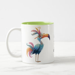 Blue Party Flamingo – Celebration Bird in a Hat Zweifarbige Tasse