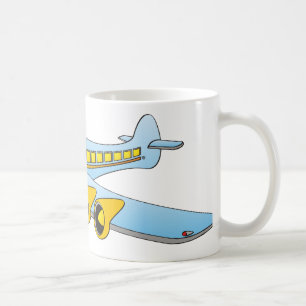 Blue Passenger Jet O Cartoon Tasse