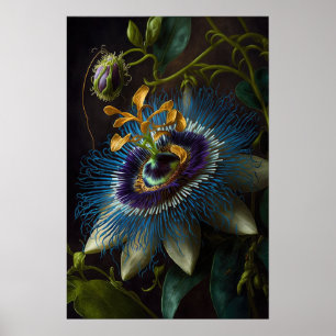 Blue Passion Blume Art Print Poster