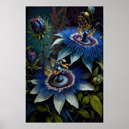 Blue Passion Blume Art Print Poster