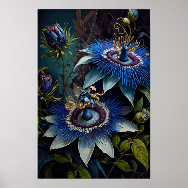 Blue Passion Blume Art Print Poster (Vorne)