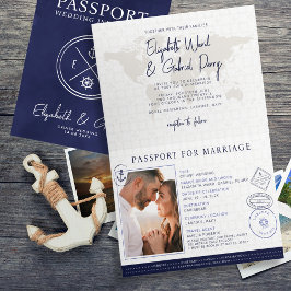 Blue Passport Reiseziel Kreuzfahrt Hochzeit Einladung