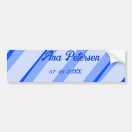 Blue pastel add name date boho retro lines pattern autoaufkleber