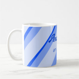 Blue pastel add name date boho retro lines pattern kaffeetasse