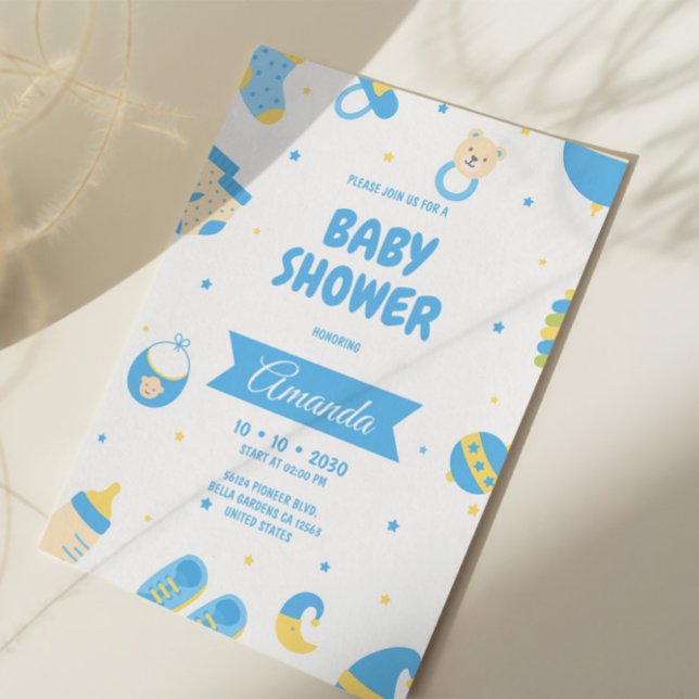 Blue Pastel Baby Dusche Einladung (Von Creator hochgeladen)