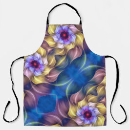 Blue Pastel Fraktal Blume Abstrakt Schürze