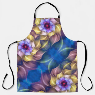 Blue Pastel Fraktal Blume Abstrakt Schürze