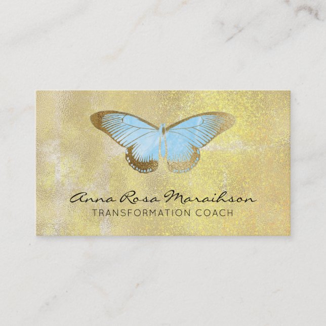 *~* Blue Pastel Glitzer Gilded Butterfly Fantasy Visitenkarte (Vorderseite)