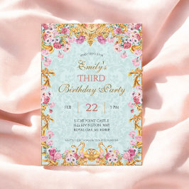 Blue Pastel Gold Dritter Barock Rokoko Geburtstag Einladung