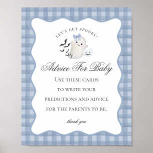 Blue Pastel Little Boo Ghost Advice zum Baby-Zeich Poster