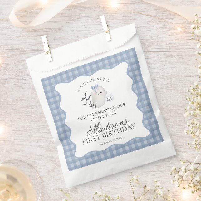 Blue Pastel Little Boo Ghost Birthday Dessert Geschenktütchen (Ausgeschnitten)