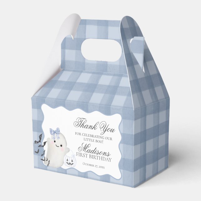 Blue Pastel Little Boo Ghost Birthday Favors Gable Geschenkschachtel (Vorderseite)