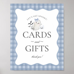 Blue Pastel Little Boo Ghost Cards & Gifts Zeichen Poster