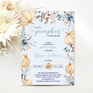 Blue Pastel Watercolor Pumpkin fallen wild lebende Einladung