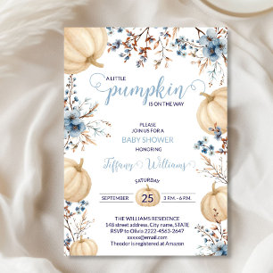 Blue Pastel Watercolor Pumpkin fallen wild lebende Einladung