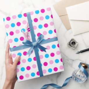Blue Pastell Pink Polka Dots Wrapping Paper Geschenkpapier