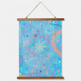 Blue Pastels Dream Abstract Wandteppich Mit Holzrahmen