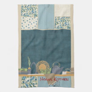 Blue Patchwork Shelf #1 Teeküche Handtuch