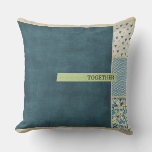 Blue Patchwork Together Accent Pillow Kissen