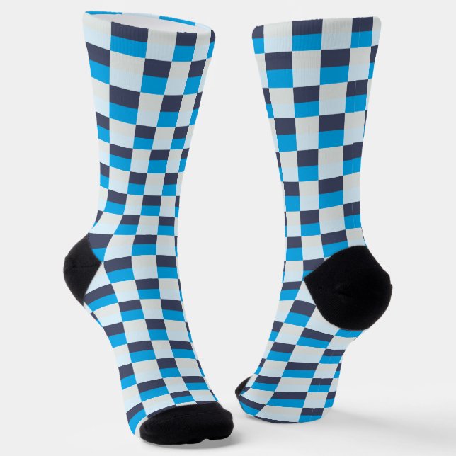 Blue pattern of Gray and Blue Socken (Gewinkelt)