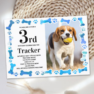Blue Paw druckt Custom Dog Birthday Party Foto Einladung