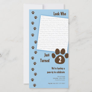 Blue Paw Print Birthday Einladung