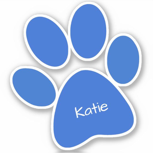 Blue Paw Print Custom Cut Vinyl Sticker (Vorderseite)