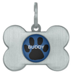 Blue Paw Print Dog Identification Tag Tiermarke