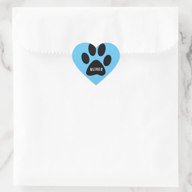 Blue Paw Print Heft Aufkleber mit Name (Tasche)