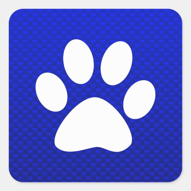 Blue Paw Print Quadratischer Aufkleber (Vorderseite)