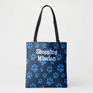 Blue Paw Print Totbeutel