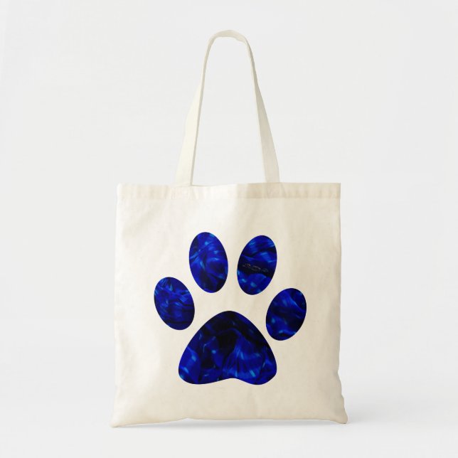 Blue Paw Print Tragetasche (Vorne)