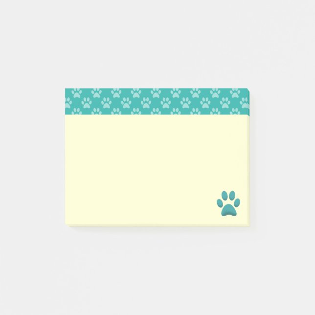 Blue Paw Prints Post-it Klebezettel (Vorderseite)