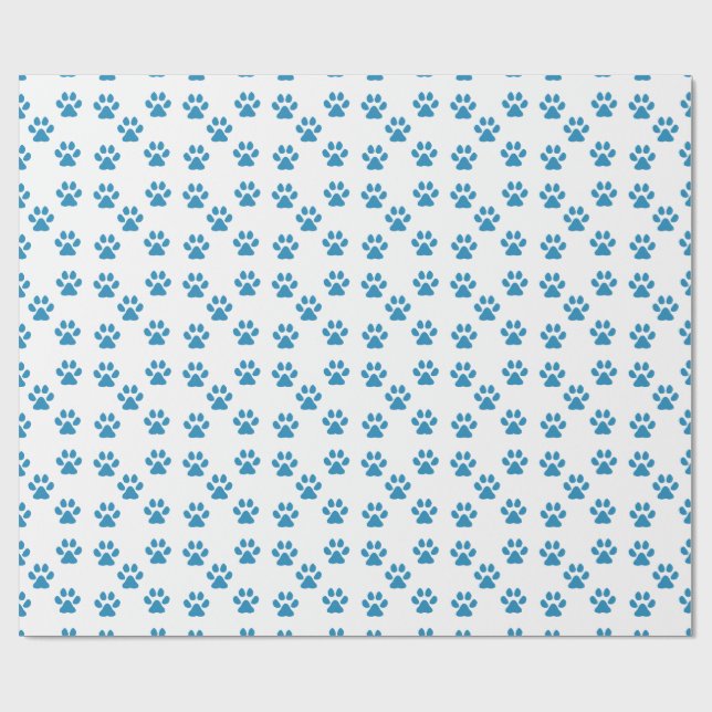 Blue Pawprints Geschenkpapier (Flach)
