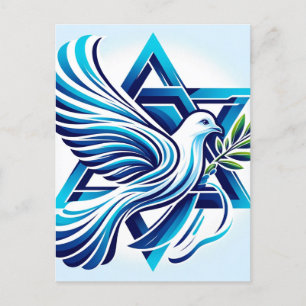 Blue Peace Dove und Star von David Postkarte