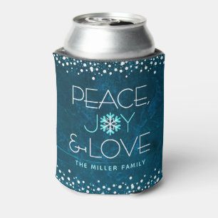Blue Peace Joy Liebe Holiday Bold Modern Snowflake Dosenkühler