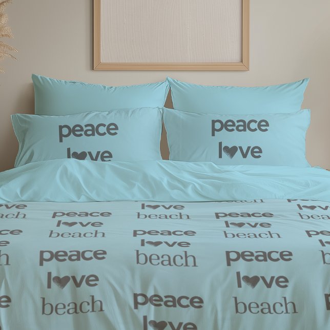 Blue Peace Love Beach Reversible Coastal Set of 2 Kissenbezug (Von Creator hochgeladen)