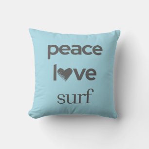 Blue Peace Love Surf Reversibles Strandhaus Kissen