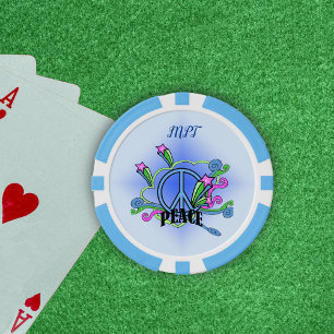 Blue Peace Schild Extravagante farbige Rollen Star Pokerchips