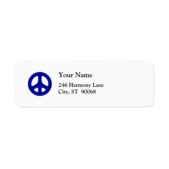 Blue Peace Sign Custom Return Label (Vorne)