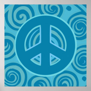 Blue Peace Sign Design Poster