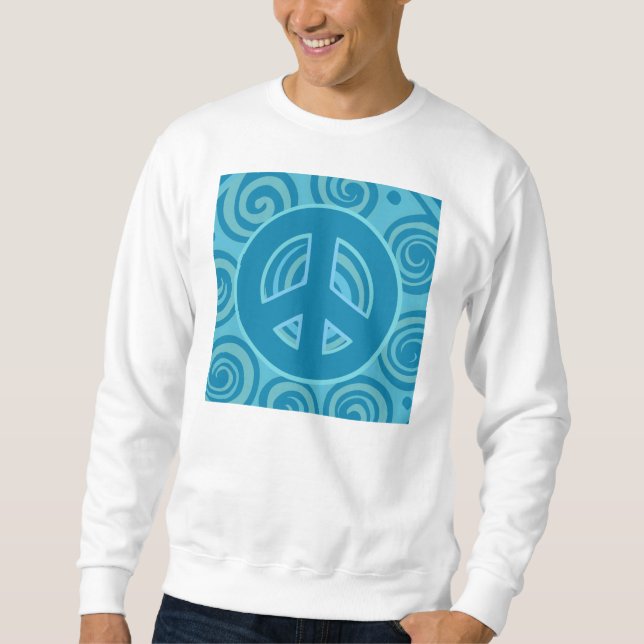 Blue Peace Sign Design Sweatshirt (Vorderseite)