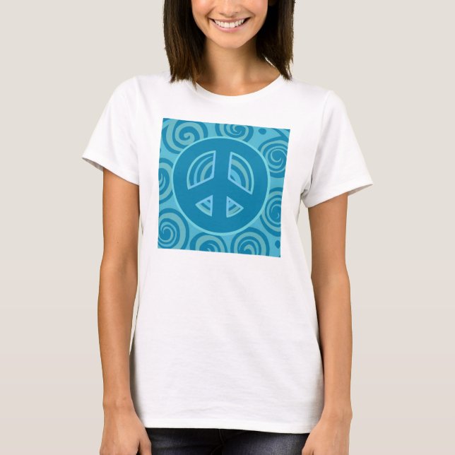 Blue Peace Sign Design T-Shirt (Vorderseite)