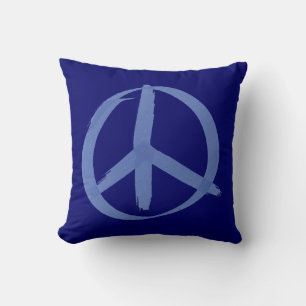 Blue Peace Sign Kissen