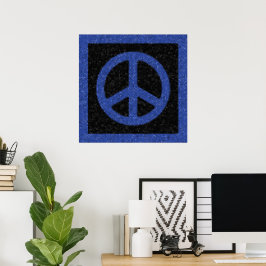 Blue Peace Sign Mosaik Poster