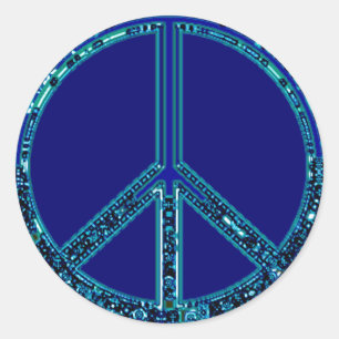 Blue Peace Sign Runder Aufkleber