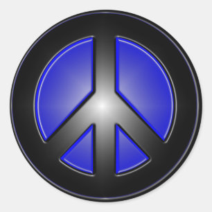 Blue Peace Sign Runder Aufkleber