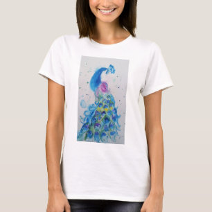 Blue Peacock Aquarellmalerei Art T Shirt